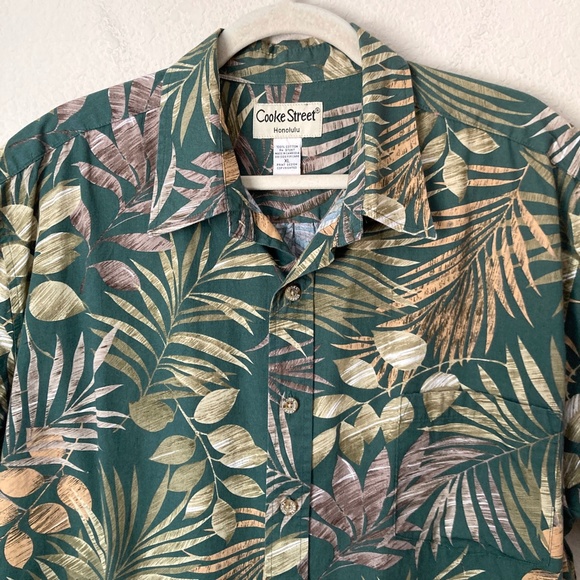 Cooke Street XL Honolulu Tropical Palm Print Button Down Short Sleeve Shirt - Picture 2 of 9